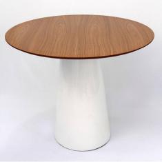 Mesa De Jantar Cone 80Cm Tampo Freijó Branco