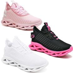 Kit 3 Tênis Trança Pink, White e Rosa 40