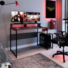 Mesa Gamer Para 2 Monitores Industrial com Nicho Para CPU - Placa e Po