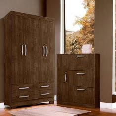 Conjunto De Guarda Roupa E Sapateira Coutos Malbec