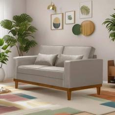 Sofá Living Valência 1,58 Mts C/base Madeira Decor Veludo - BEGE - EST