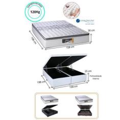 Conjunto Cama Box Baú Casal Queen + Colchão Molas Ensacadas Sankonfort