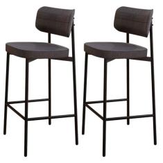 Kit 02 Banquetas Alta Bar Cozinha Sala De Jantar Aço Preto Kaira C01 L
