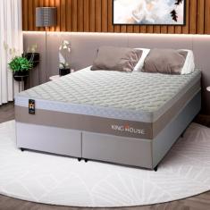 Conjunto Cama Box c/ Molas Ensacadas Sheffield Bege King 193x203x65