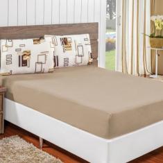 Jogo De Lençol Queen 3 Peças 100% Algodão Malha Fio Penteado Quality -