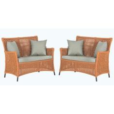 2 Sofás Área Externa Igapó Alumínio Pintura Preta Corda Náutica Estofa