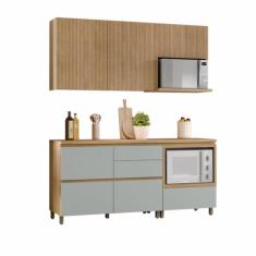 Cozinha Ripada 4 Peças com Balcão e Aéreo Forno 100% Mdf Rainha - Nesh