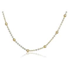 Colar Corrente Com Bolinhas Folheado Em Ouro 18k