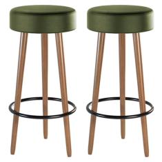 Kit 02 Banquetas Cozinha Londres D-33 Couríssimo Verde