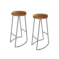 Kit 2 Banquetas Decorativas Industrial Aurora Peroba Preto