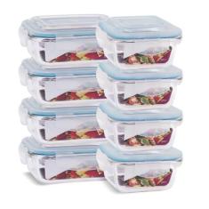 KIT 9 Potes de Vidro Quadrado com Tampa Hermética 320ml - U4home, Azul