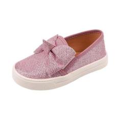 Tênis feminino infantil sapato slip on brilhante-Feminino