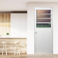 Porta Basculante Lambril de Alumínio 210 X 70cm Linha 25 Abertura Esqu