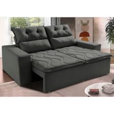 Sofá Retrátil E Reclinável 1,50m Cama Inbox Smal Com Bordado Pantográfico Suede Cinza