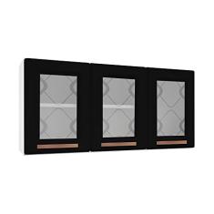 Armário de Cozinha de Aço Aéreo Triplo 120cm Regina Multimóveis Cr6123 Branco/preto