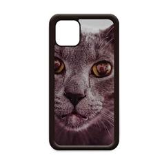 Capa com foto de gato cinza olho grande animal para iPhone 11 Pro Max para Apple Mobile Case Shell