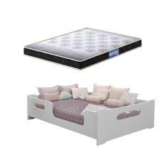 Cama Casal Montessoriana Encanto 100% Mdf Com Colchão Probel 188x138x12 -Branca
