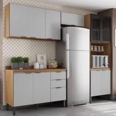 Cozinha Compacta 4 Peças com 2 Portas Vidro FI0002 Firenza Demobile