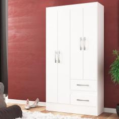 Guarda-Roupa Solteiro Conde 4 Portas 2 Gavetas Cor Branco
