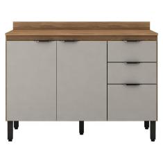Balcão de Cozinha Firenze com Tampo 120 cm Amêndola Touch Nude Prime Tx - Demóbile