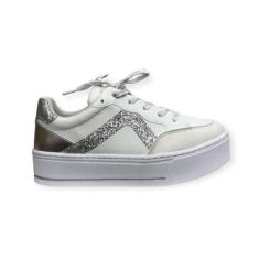 Tênis Feminino Flatform com Brilho Strass Tendência Passeio Urbano Ram