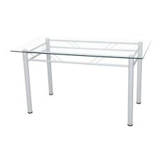 Mesa de Jantar Com Tampo De Vidro Retangular 107cm Palma Branco Artefa