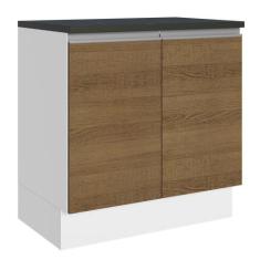 Balcão Acordes Glamy MDF 80 cm 2 Portas Branco/Rustic Madesa