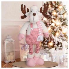 Boneco Natal Rena Rosa Natalina Perna Ajustável 90cm