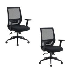 Kit 2 Cadeiras para Escritório Diretor com Nr17 Genebra Preto