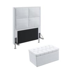Kit Cabeceira Estofada Decorativa Cama Box Maia 90 Cama Solteiro Calça