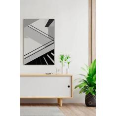 Quadro decorativo impresso em vidro - Arquitetura abstrata em preto e 
