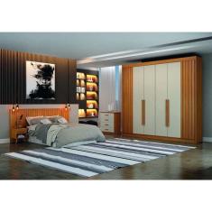 Guarda Roupa Casal 6 Portas 6 Gavetas - São Carlos-Cinamomo/Off White - Leifer Móveis