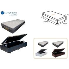 Conjunto Cama Box Baú Solteiro King Americano + Colchão Sankonfort Sle