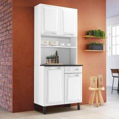 Kit Cozinha 80cm 4 Portas 1 Gaveta Pratika Itatiaia Branco Neve
