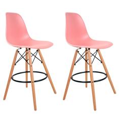 Conjunto com 2 Banquetas Charles Eames Rosa