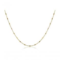 Colar Com Corrente Folheada Em Ouro Com Intervalos De Mini Corações Folheado Em Ouro 18k