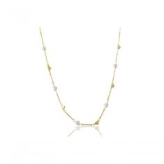 Colar Folheado Em Ouro 18k Com Pérolas De Coração