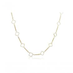 Colar Com Corrente Detalhada Com Flor Vazada Folheado Em Ouro 18k