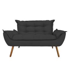 Namoradeira Decorativa Opala 2 Lugares Suede Preto