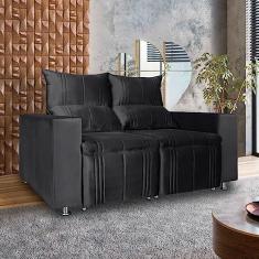 Sófa Retrátil e Reclinável 2 lugares Madri Veludo Cinza Speciale Home