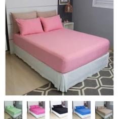 Jogo de Lençol Queen Malha 100% Algodão 3 Peças Liso - Cozzilar, rosa 