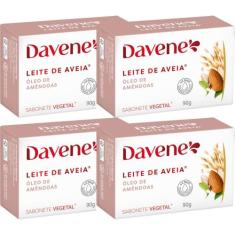 4UN Sabonete Vegetal Leite de Aveia Oleo Amendoas 90G Davene - Genéric
