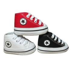 Kit 3 Pares Tênis Sapatinho Para Bebês Cano Alto - Baby's Shoes, Branc