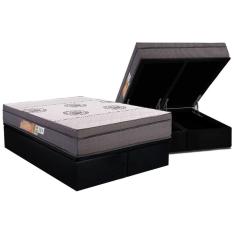 Cama Box Baú Queen Kit Colchão Anatômico Ortopédico D28 Suede Black 158x198 Colchões Polar