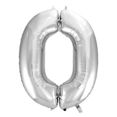 Balão Metalizado Prata Número 0 - 70cm
