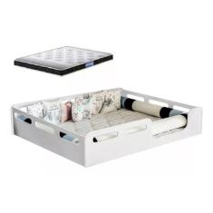 Cama Casal Montissoriana 100% Mdf + Colchão Probel 188x138 -Branca - Lancamento