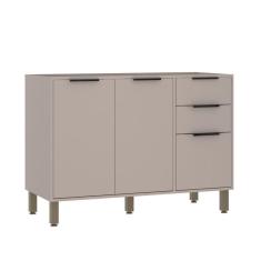 Balcão Para Pia 120cm 2 Portas E 3 Gavetas Sem Tampo Stylo Luciane Móveis Cinammon