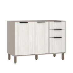 Balcão Para Pia 120cm 2 Portas E 3 Gavetas Sem Tampo Stylo Luciane Móveis Cinammon-teka ártico