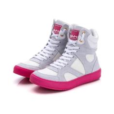 Tenis Sneaker Botinha Cano Alto Unissex Fitness Branco Pink Couro - Ba
