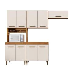 Cozinha Modulada 9 Portas Atenas Kaiki Móveis, Nature/Off